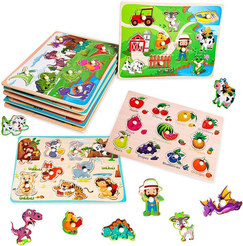 Wooden peg puzzles pcs - wooden,