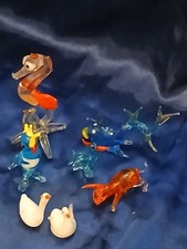 7 Vintage hand blown glass animals / birds UV reactive