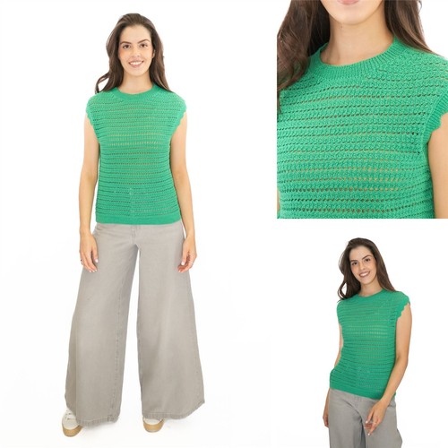 Womens green crochet - crochet, top