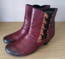 Remonte Tex Burgundy Brown Boots Side Zip Laces Leather Women's Uk Size 7 EU 40