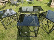 Brushed Chrome Light Stand / Coffee Table / Ornament Rand With Tempered Glass 