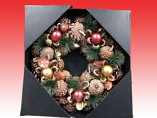 Bauble Cones 33cm 13" Christmas Door Wreath Artificial Fir Spruce Cones Berries 