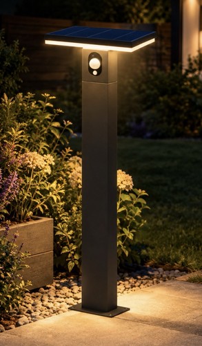 Graphite solar led bollard - graphite,