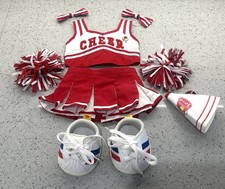 Build A Bear Cheerleader Outfit Clothes, Pompoms, Bows & Megaphone Shoes