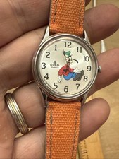 Disney Lorus Goofy Watch Moving Hands Backwards Numbers New Battery Silver Dial