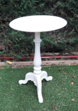 Vintage wooden white painted lamp side table on tripod legs