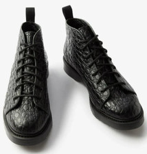 Fred Perry Boots George Cox Embossed Leather Size UK 8 HANDMADE Black Lace Up