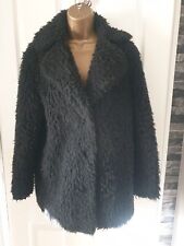 Topshop black shaggy jacket Lined Size 10