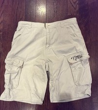 O’Neill Men’s Cargo Shorts 36 Khaki Surf Skate Y2K Logo Pocket 100% Cotton
