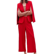 Rare Zara Red Cape Blazer Size S and Trousers SizeXS Co Ord Set Suit ASO Trinny