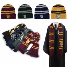 Harry Potter Beanie Hat Scarf Warm Gryffindor Slytherin Ravenclaw Hufflepuff Set