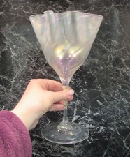 John Walsh Walsh Hand Blown Iridescent 25cm Art Glass Fan Vase or Goblet