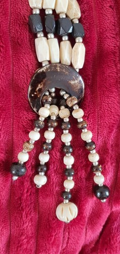 Ebony and bone bead necklace - ebony,