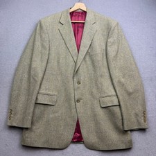 BLADEN Tweed Jacket Mens 44R Green Windowpane Hacking Country Blazer Original