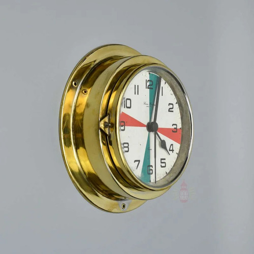 Antique brass ship - radio, clock