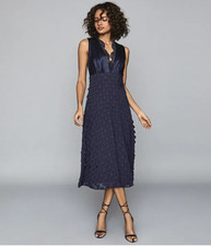 REISS Leni Jacquard Spot Midi Dress 10
