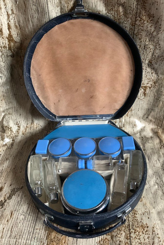 Vintage 1930s mirrored blue - vintage,
