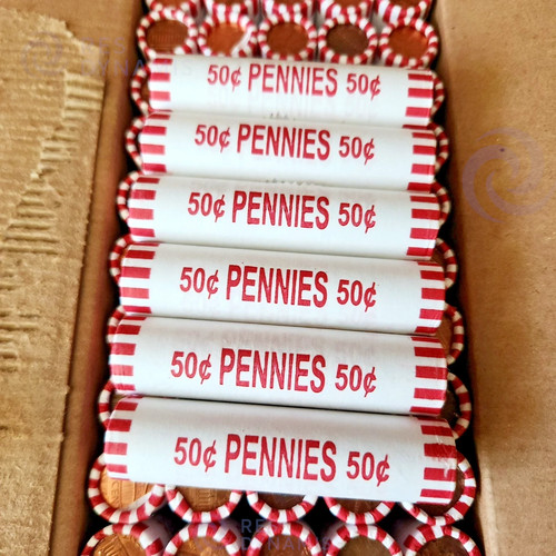 Bank sealed penny rolls - bank,