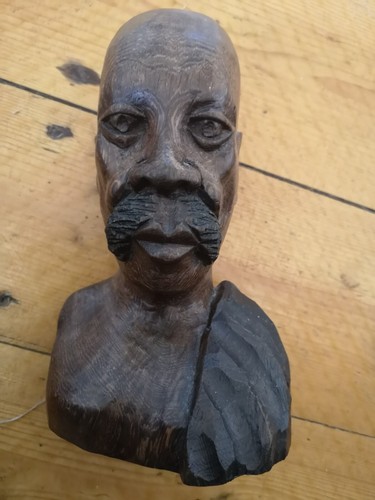African wooden head tall - 8”,