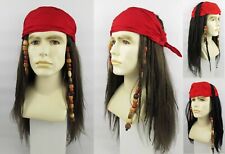 DELUXE PIRATE CARIBBEAN JACK SPARROW CAPTAIN HOOK COSTUME WIG BEADS DREADLOCKS