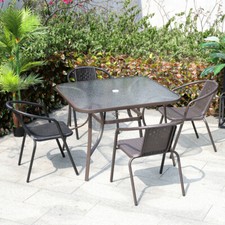 Metal Garden Table & Chair Set Outdoor Patio Furniture Dining Table Chairs Set G