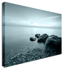 Duck Egg Blue Abstract Seascape Canvas Wall Art Picture Print