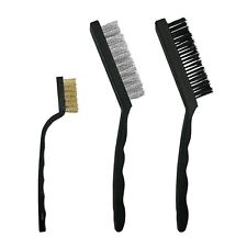 Pack of 3 Steel Nylon & Copper Wire Brush Cleaning Paint Metal Rust Remover