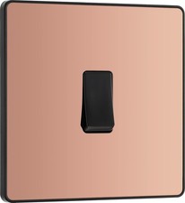 BG Single Wall Light Switch 2 Way 20A Screwless Plate Polished Copper PCDCP12B