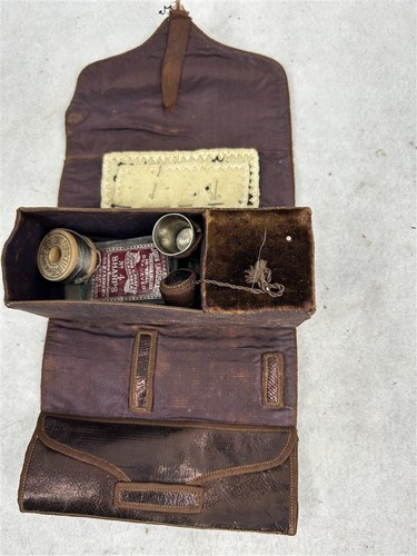 Antique sewing box leather - antique,