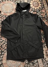 RAINS Ladies Waterproof Oversized Hooded Black Raincoat- M