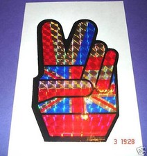 1 ENGLAND UNION JACK V FOR VICTORY HOLOGRAPHIC STYLE STICKER / DECAL
