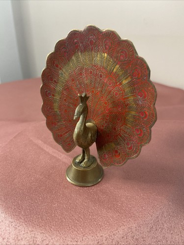 Vintage brass peacock - brass,