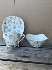 Vintage Midwinter England Cup & Saucer  + Sugar Bowl Festival design Jessie Tate