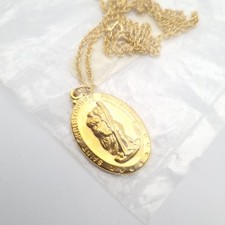 St Christopher Saint Medallion Gold Plated Pendant Necklace Made In USA