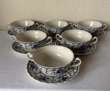 SET 6 - Johnson Brothers - INDIES - Handled Soup Bowls And Saucers
