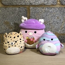 3 x Squishmallow Pink Peter Pig 8 in Martina Fish Reversible Cheetah Plush (W)