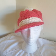 Coral  Ivory Pompoms Knit