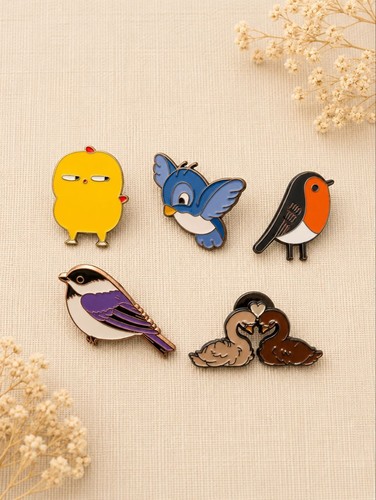 Cute bird enamel pin badges - cute,