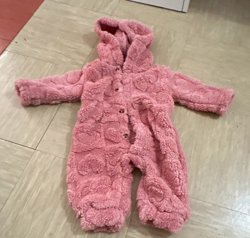 Pink hooded teddy fleece faux - pink,