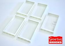5 x Lego Door / Window Frame 1 x 4 x 6 White With Glass Inserts - P/N 60596