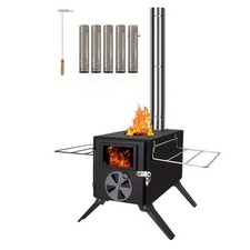 Wood burning stove with - with, pipe