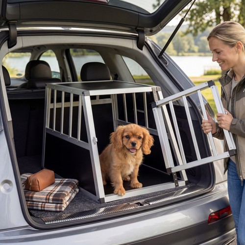 Aluminum dog crate with - dog,