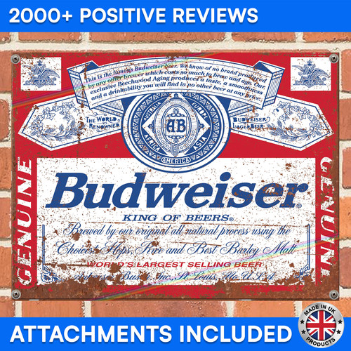 Budweiser metal beer sign pub