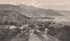 WELLINGTON, New Zealand 1888 old antique vintage print picture