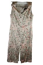Jaeger Womans Sleeveless 100% Silk Floral Dress Size Uk 6 Casual Smart Zip Up