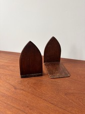 Antique Wood Book Ends Pair