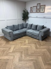 Grey Verona Pillow Back Corner Sofa - Delivery Available