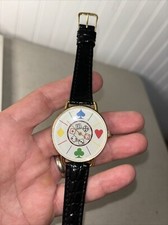 Dice And Suit Playing Card Gambling Quartz Wristwatch New Watch In Case Leather