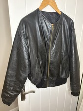 Men’s Vintage Black Leather Bomber Jacket From 1966 Size L skinhead, Gay, int