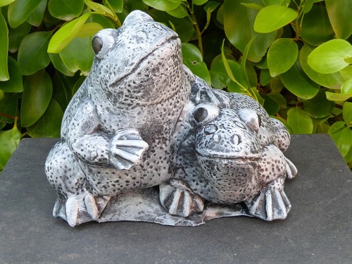 Cast stone handcrafted frog - cast,